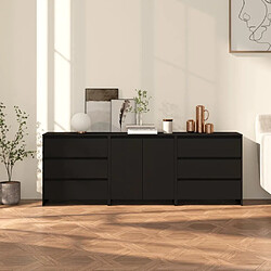 Maison Chic Ensemble de 3 Buffets,commode,console pour rangement Noir Bois d'ingénierie -MN61025