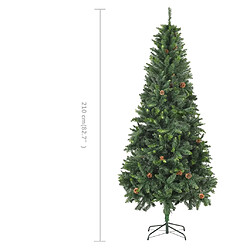 vidaXL Sapin de Noël artificiel avec pommes de pin Vert 210 cm pas cher