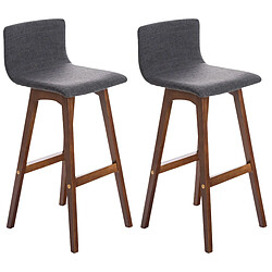 Non Lot de 2 tabourets de bar Taunus tissu noyer 