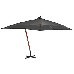 vidaXL Parasol de jardin en porte-à-faux avec mât en bois anthracite 