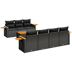 vidaXL Salon de jardin 8 pcs avec coussins noir résine tressée