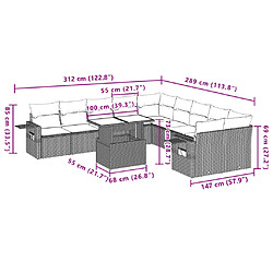 Acheter vidaXL Salon de jardin et coussins 11 pcs marron résine tressée