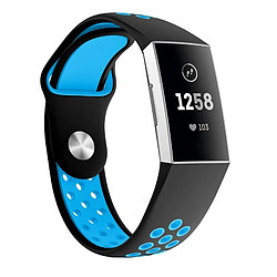 Wewoo Bracelet bicolore en silicone avec trou rond pour pour Fitbit Charge 3, taille de la dragonne: 130-195mm (Bleu) 