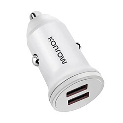 Avis Konrow KCC12AAW - Adaptateur Allume-cigare 2 Ports USB A - Charge rapide 12W, Blanc (Compatible, Blister)