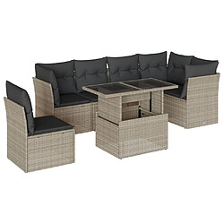 vidaXL Salon de jardin avec coussins 7 pcs gris clair résine tressée