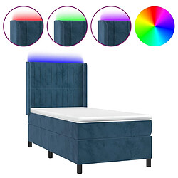 vidaXL Sommier à lattes de lit matelas et LED Bleu foncé 100x200 cm