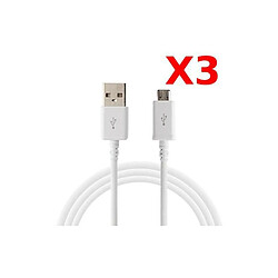 Little Boutik X3 Câble Micro USB Synchro Charge Universel pour Samsung Sony Wiko LG HUAWEI PACK X3 Blanc Couleur 