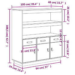 vidaXL Buffet haut Marron miel 100x40x108,5 cm Bois massif de pin pas cher