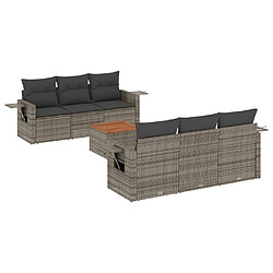 Maison Chic Salon de jardin avec coussins 7 pcs, Ensemble Tables et chaises de jardin, gris résine tressée -GKD959647