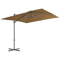 vidaXL Parasol de jardin en porte-à-faux avec mât en acier taupe