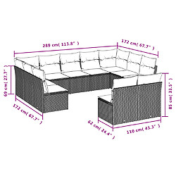 Acheter vidaXL Salon de jardin et coussins 11 pcs marron résine tressée