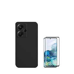 Kit de film en verre trempé de la couverture de 5D + couvercle de silicone liquide Phonecare pour Xiaomi Redmi Note 13 Pro+ Plus - le noir 