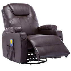 Acheter Maison Chic Fauteuil Relax pour salon | Fauteuil à bascule de massage Marron Similicuir -GKD86972