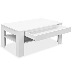 Avis vidaXL Table basse bois d'ingénierie 110x65x48 cm Blanc