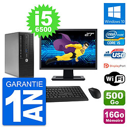 PC HP 400 G3 SFF Ecran 27" Intel i5-6500 RAM 16Go Disque 500Go Windows 10 Wifi · Occasion 