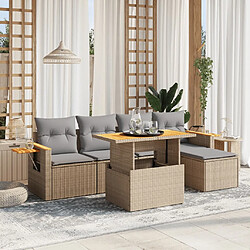 vidaXL Salon de jardin avec coussins 6 pcs beige résine tressée