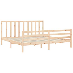 Acheter vidaXL Cadre de lit avec tête de lit 200x200 cm bois massif