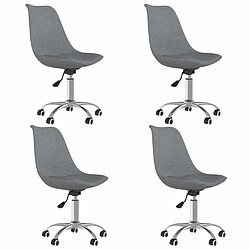 Maison Chic Lot de 4 Chaises pivotantes à manger,Chaises à manger,Chaises de cuisine salon Gris clair Tissu -MN44691