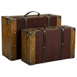 Jeu de valises Alexandra House Living Marron PVC Bois Métal Tissu Vintage 31 x 17 x 45 cm 40 x 24 x 13,5 cm Décoratif 2 Pièces 