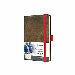 SIGEL C2056 Agenda semainier 2020 Conceptum, couverture rigide, 9,5 x 15 cm, motif Vintage aspect cuir brun