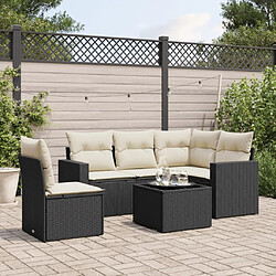 vidaXL Salon de jardin 6 pcs avec coussins noir résine tressée 