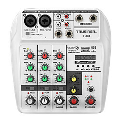 Table De Mixage Audio USB 4 Canaux Console De Mixage Carte Son Petite Table De Mixage Blanc