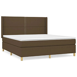 Maison Chic Structures de lit + matelas,Lit à sommier tapissier avec matelas Marron foncé 180x200 cm -MN96616