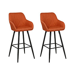 Beliani Tabouret de bar Set de 2 Tissu Orange DARIEN 