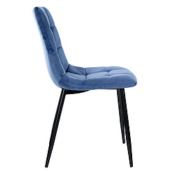 Acheter Decoshop26 Lot de 4 chaises de salle à manger style moderne et confortable en tissu velours bleu et métal noir 10_0001789