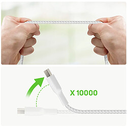 Câble USB vers USB-C MFi 18W Nylon Tressé 1m Charge et Synchro Belkin blanc pas cher