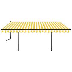 Acheter Maison Chic Auvent manuel rétractable,Store manuel de porte avec poteaux 4x3,5 m Jaune et blanc -GKD45996