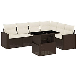 vidaXL Salon de jardin avec coussins 7 pcs marron résine tressée