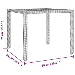 vidaXL Table de jardin plateau en bois Noir Résine tressée bois massif pas cher