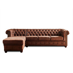 Lisa Design Winston - Canapé d'angle Chesterfield - 4 places - style industriel - gauche pas cher