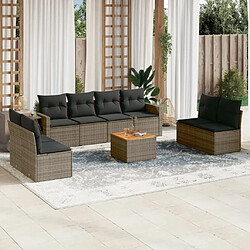 Maison Chic Ensemble Tables et chaises d'extérieur 9 pcs avec coussins,Salon de jardin gris résine tressée -GKD318540