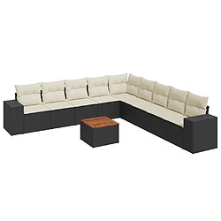 Maison Chic Salon de jardin 10 pcs avec coussins, Ensemble Tables et chaises d'extérieur noir résine tressée -GKD325143