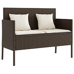 Maison Chic Banc de jardin avec coussins | Banquette de jardin | Chaise Relax marron résine tressée -MN24137