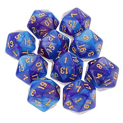 dice, dés à jouer 2x10pcs D20 Dés Polyédriques pour Jeux de Table Donjons et Dragons Bleu Violet