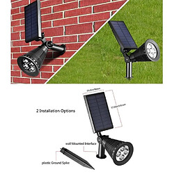 2x Solar Spot Light Projecteur Extérieure 4 LED Lampes Solaire Etanche Maison Jardin Pelouse Eclairage Lumière