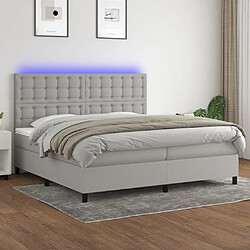 vidaXL Sommier à lattes de lit et matelas et LED Gris clair 200x200 cm 