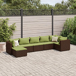 vidaXL Salon de jardin avec coussins 7 pcs marron résine tressée 