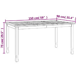 vidaXL Table à dîner de jardin 150x90x75 cm bois massif de teck pas cher