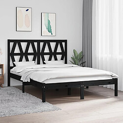 vidaXL Cadre de lit sans matelas noir bois massif 140x190 cm