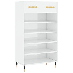 Maison Chic Armoire à chaussure,Meuble à Chaussures Blanc brillant 60x35x105 cm Bois ingénierie -MN72371