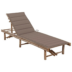 Helloshop26 Transat chaise longue bain de soleil lit de jardin terrasse meuble d'extérieur avec coussin bambou 02_0012299