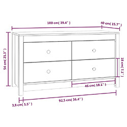 vidaXL Armoire latérale Blanc 100x40x54 cm Bois de pin massif pas cher