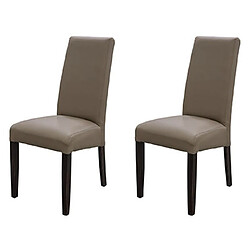 Mes Lot de 2 chaises repas 47x64x102 cm en PU marron et pieds noirs 