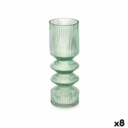 Gift Decor Vase Rayures Vert Verre 8 x 23 x 8 cm (8 Unités)