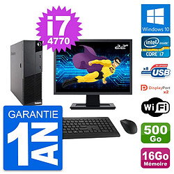 PC Lenovo M83 SFF Ecran 22" Intel i7-4770 RAM 16Go Disque 500Go Windows 10 Wifi · Occasion 