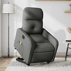 Maison Chic Fauteuil Relax pour salon, Fauteuil inclinable de massage électrique Gris foncé Tissu -GKD10879